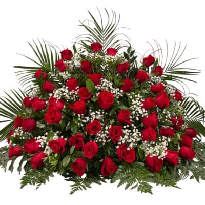 Centro funerario Neptuno con rosas rojas by Floraila