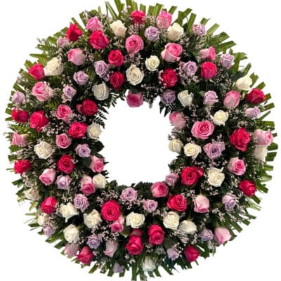 Corona funeraria Vesta de rosas variadas by Floraila